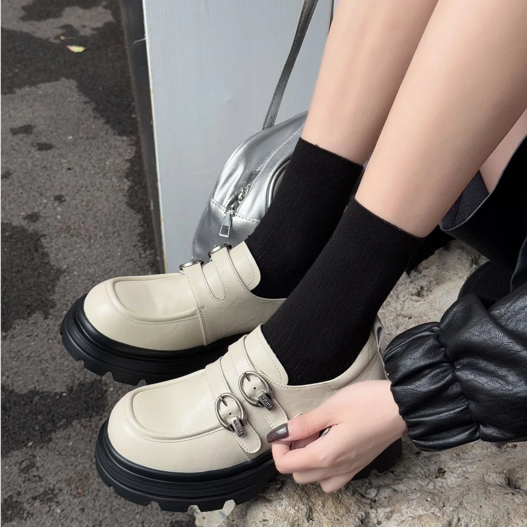 GAODI/高蒂仙女风平跟时尚休闲法式乐福鞋春秋百搭厚底53326-108