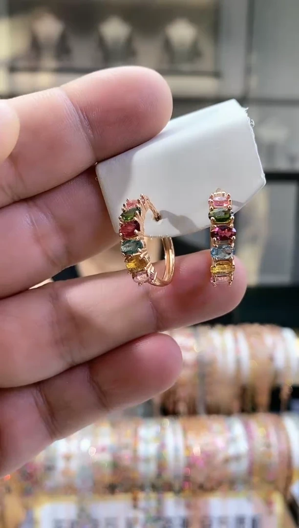 银S925镶嵌耳扣碧玺15665115661616