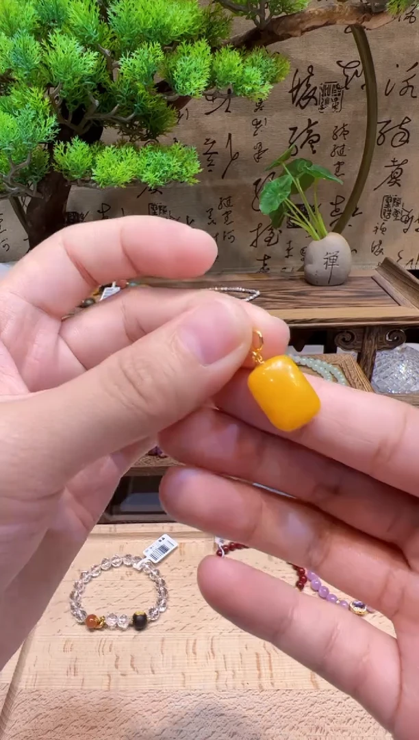 琥珀吊坠(不含链)银S925镶嵌吊坠@@