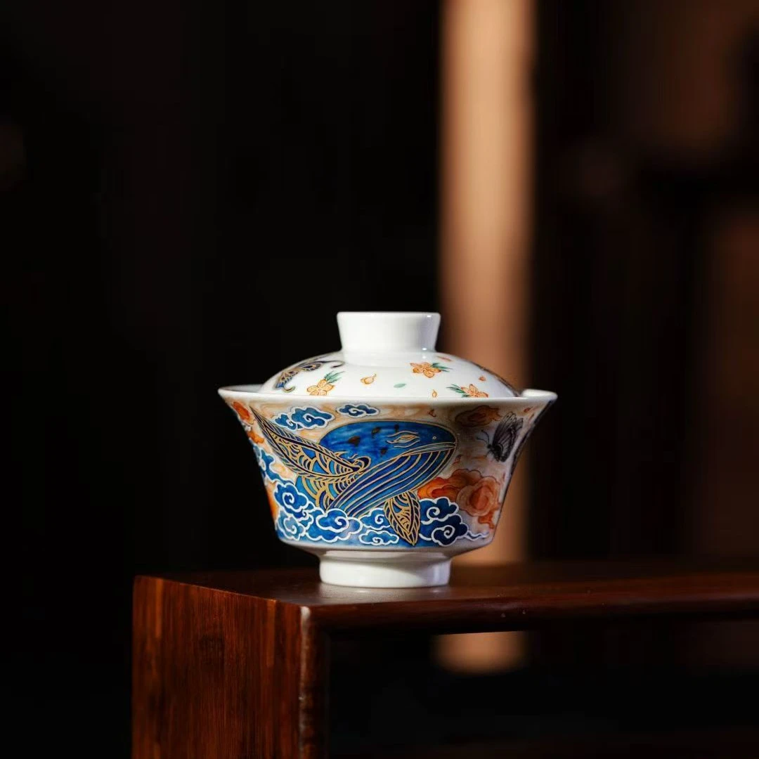 【鹤鸣】庄周梦蝶盖碗100cc 瓷器家用茶周边