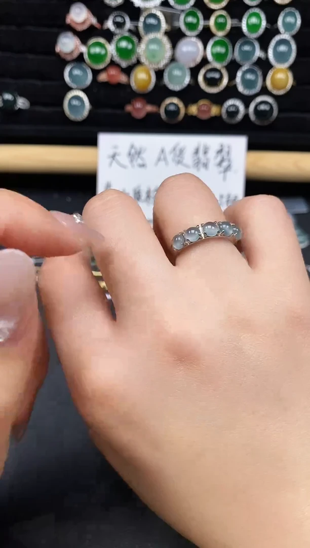 银S925镶嵌戒指翡翠52386