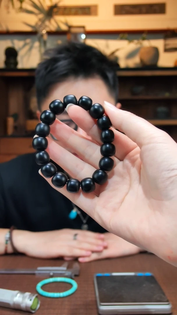 手串未镶嵌和田玉墨玉老型手串ZD12*