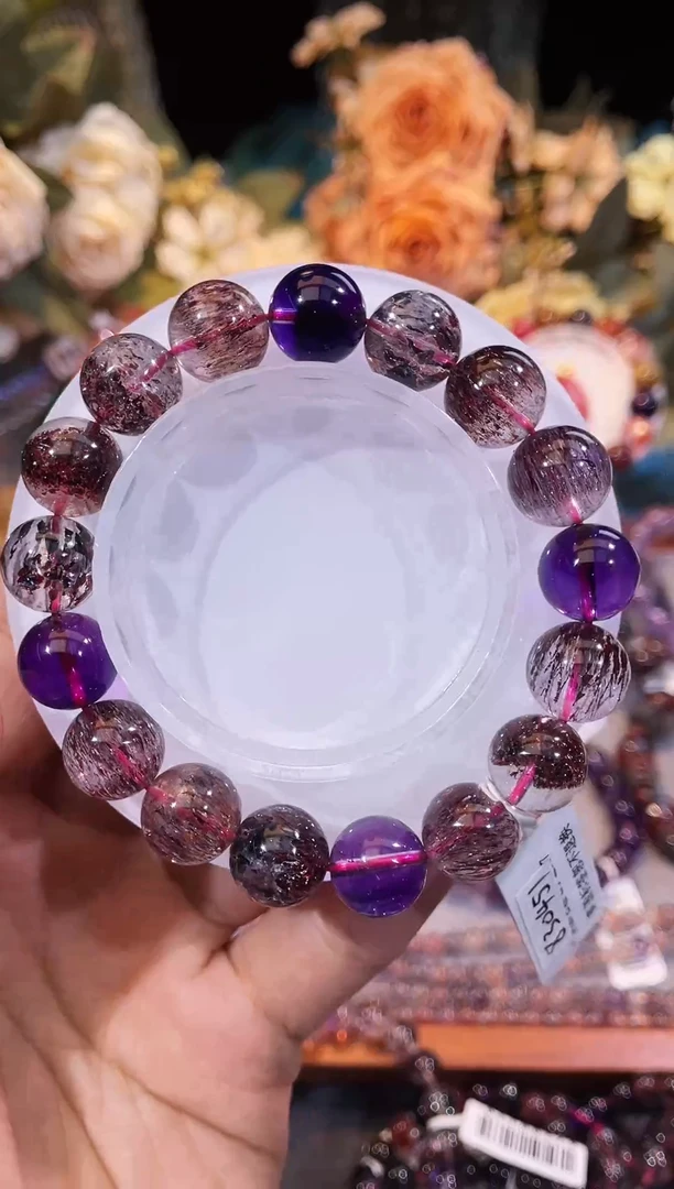 未镶嵌手链水晶黑加仑超七12m+