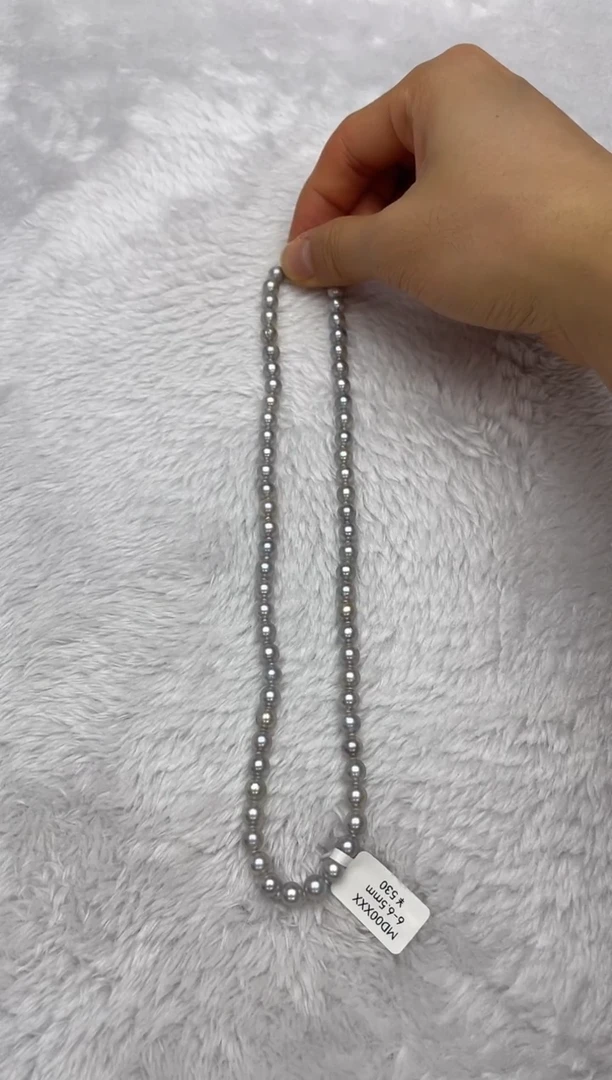 项链银S925镶嵌海水珍珠AK真多麻6-6.5mm