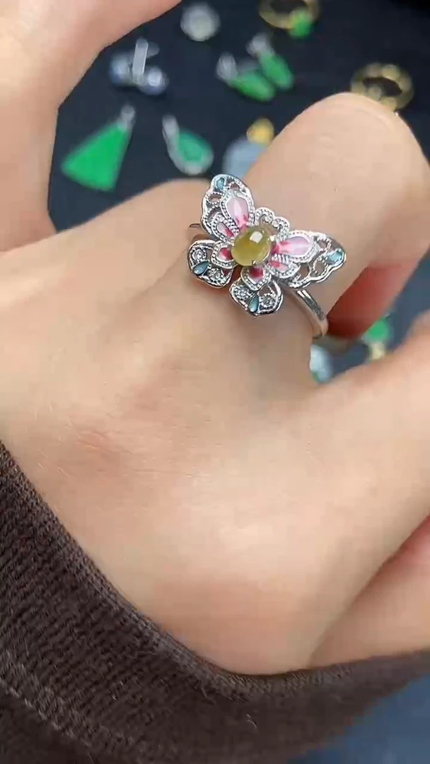银S925镶嵌戒指翡翠7051
