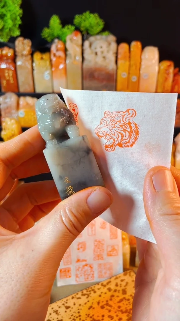 【闪购商品】老挝石印石手工篆刻《虎头》