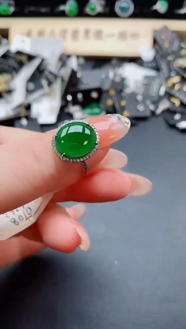 银S925镶嵌戒指翡翠1