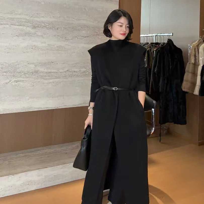 TANTAN 时尚气质百搭中长款秋冬无袖马夹3208