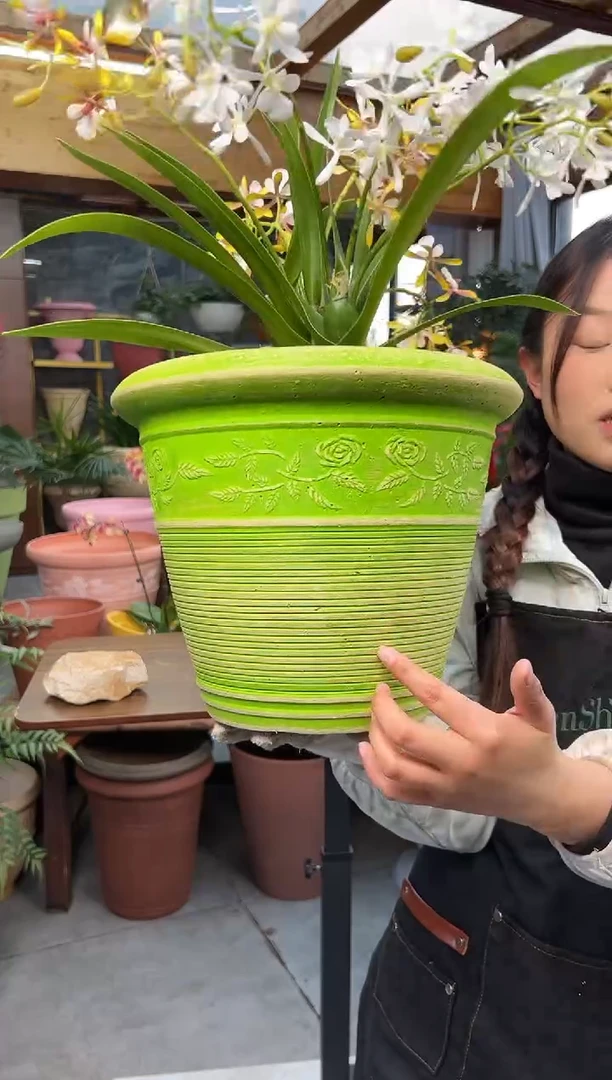 30*24.5/MC30/绿色/浮雕花盆外贸尾单
