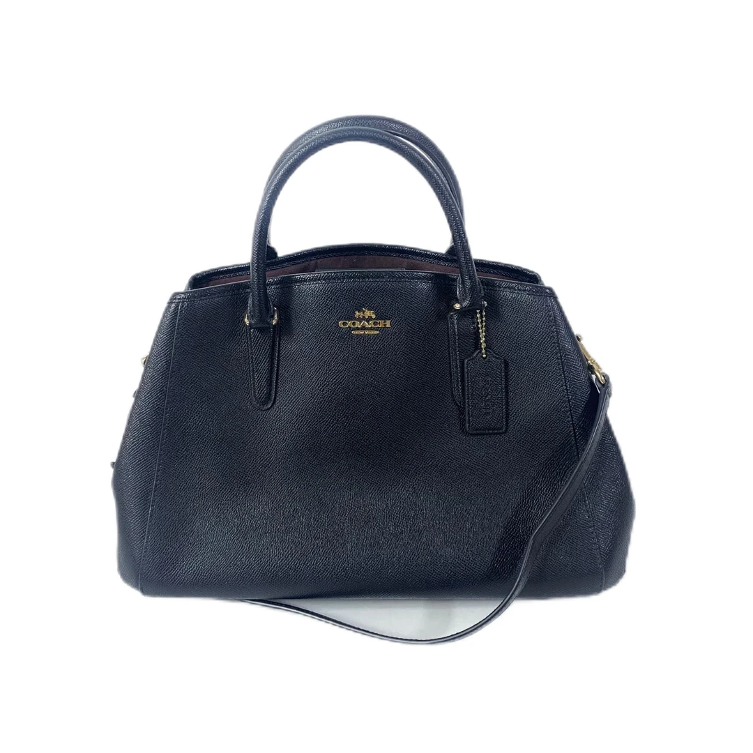 95新 COACH/蔻驰 黑色全皮手提单肩斜挎杀手包 Y-6122-B