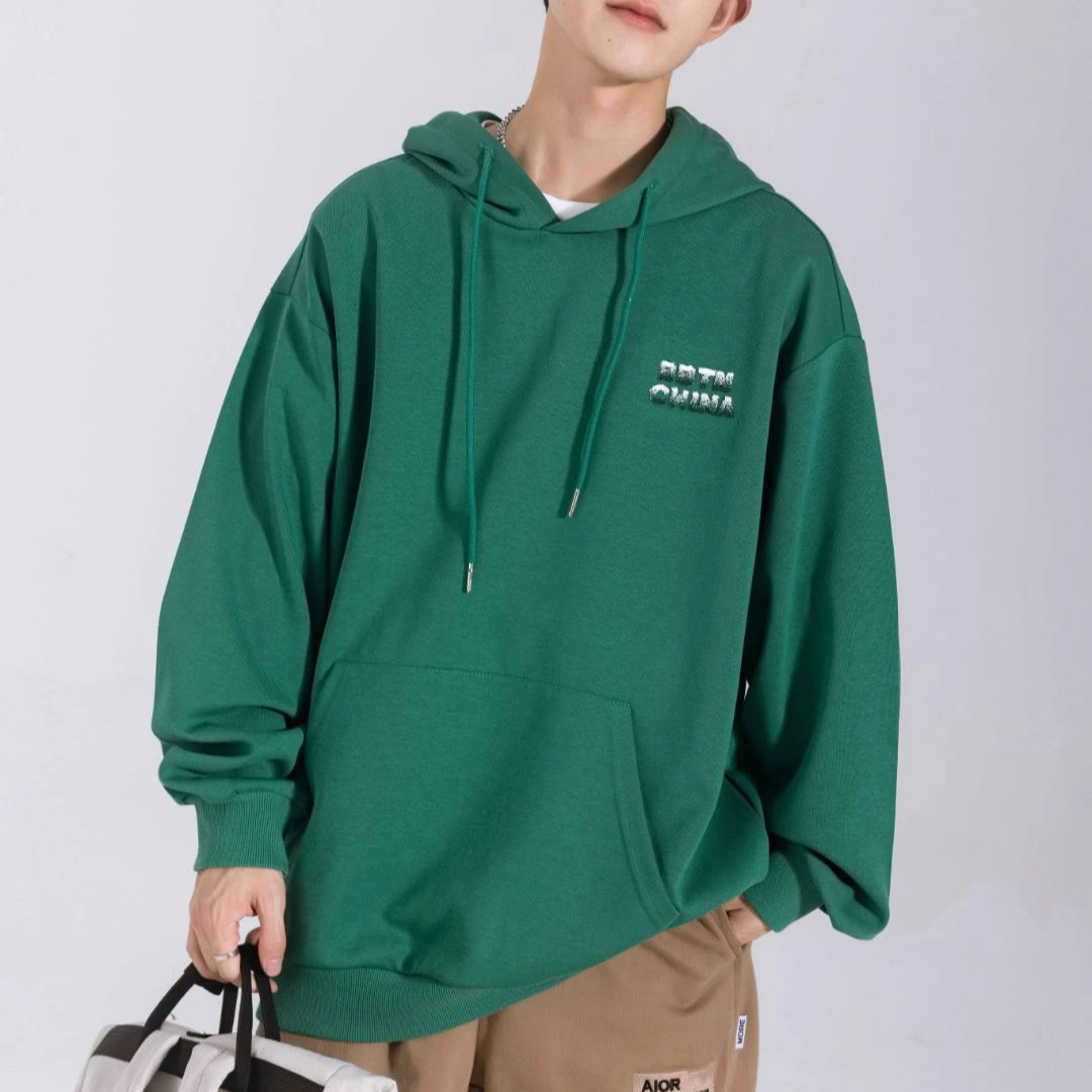 32116高端专享青少年老林家天花板加绒连帽卫衣绿色