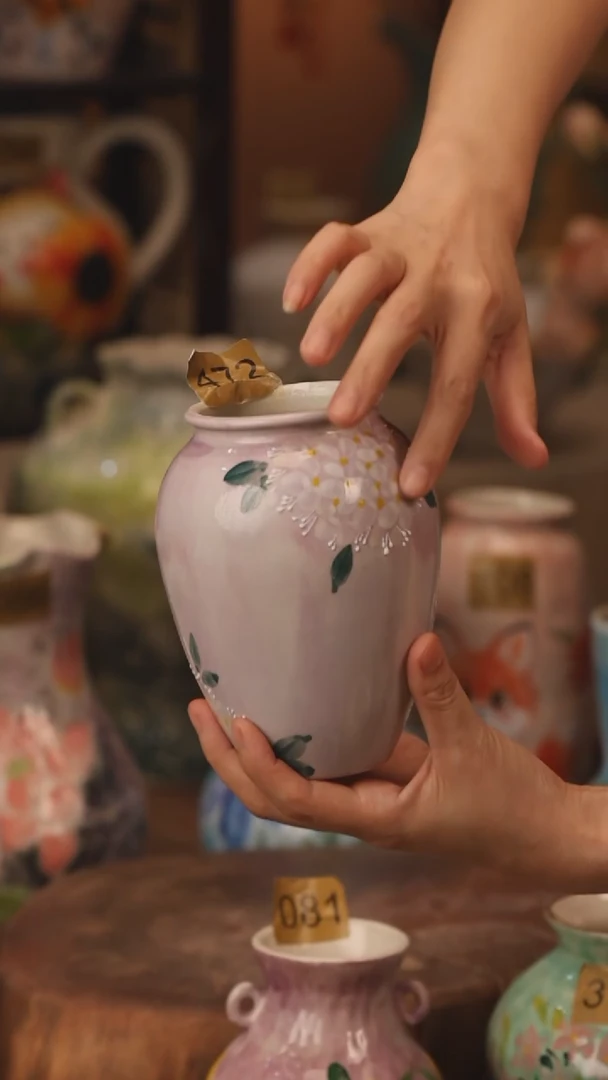 陶瓷472景德镇设计师手作花器摆件侘寂风