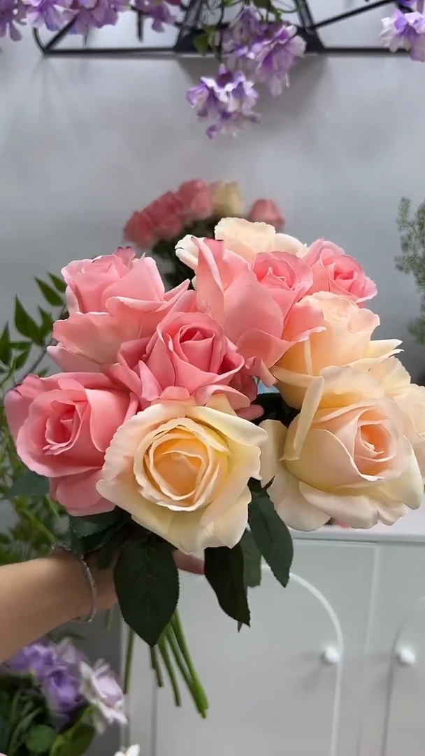 5枝粉色5枝香槟色手感保湿贝拉