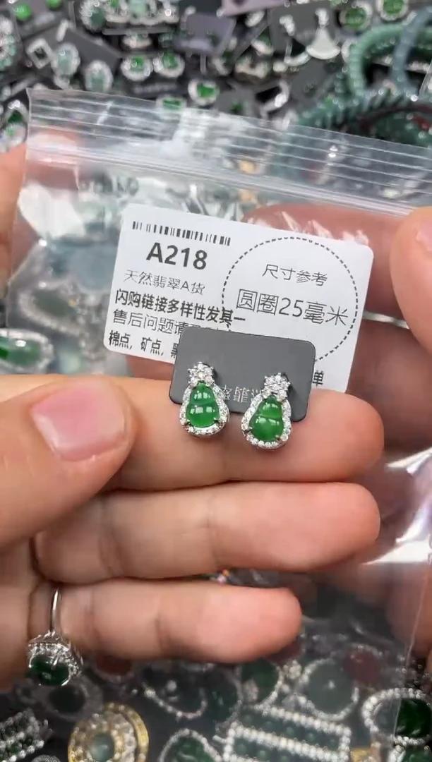 翡翠未镶嵌颈饰A218耳钉