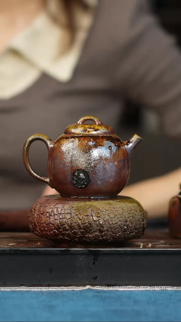 茶壶紫砂柴烧紫砂天青海棠