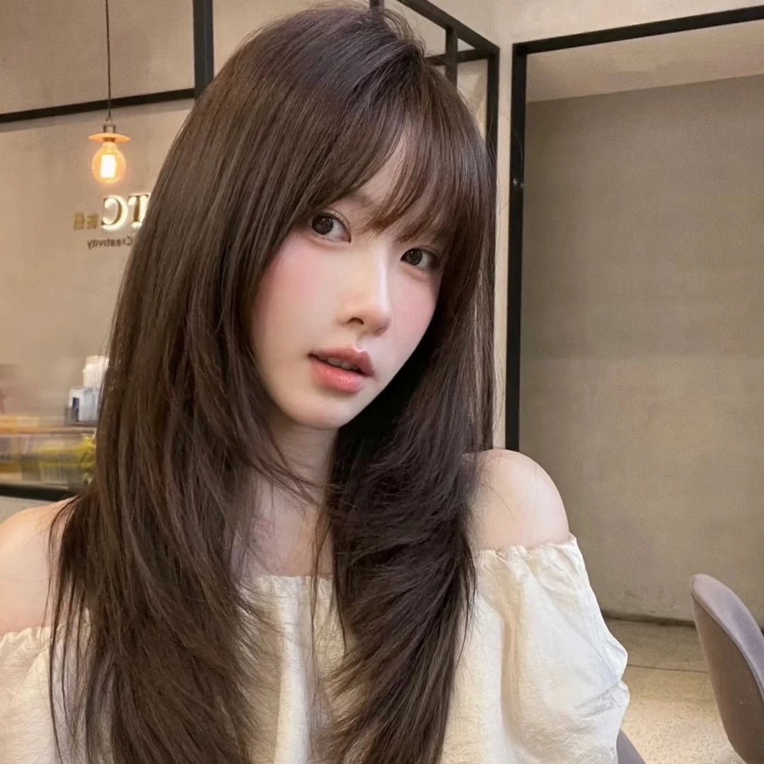 千姬假发真发全真人发丝短发全头套自然一刀切长发初恋头假发套