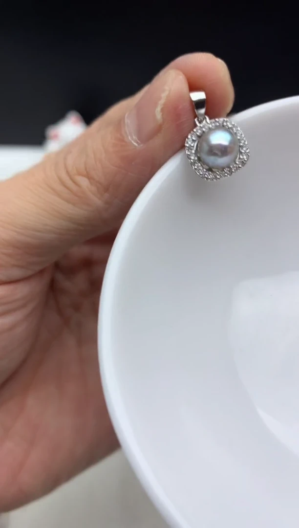 未镶嵌ff海水珍珠akoya灰珠吊坠（赠链）