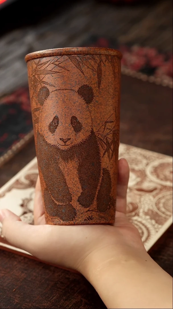 茶杯紫砂福利紫砂熊猫可乐杯