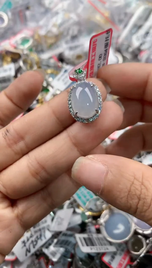 银S925镶嵌戒指翡翠999            1