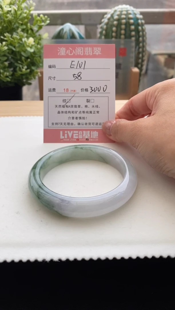 未镶嵌手镯翡翠58.2圈口 编码E101