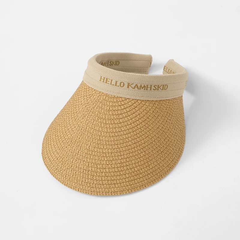 女夏季空顶空顶帽遮阳帽秋季帽子太阳帽时尚草帽户外休闲百搭编织