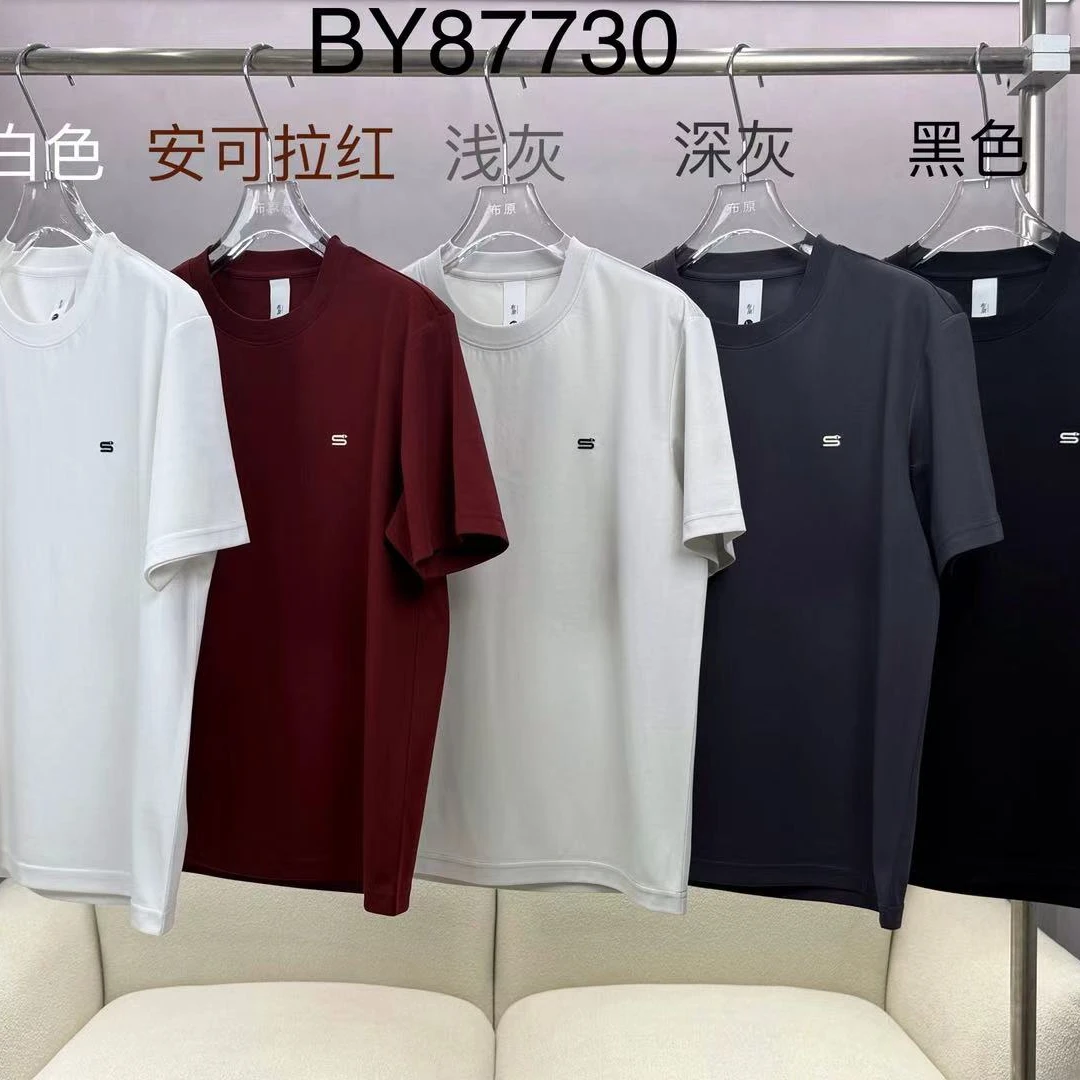 夏季短袖灰黑色设计师圆领纯色T恤休闲刺绣