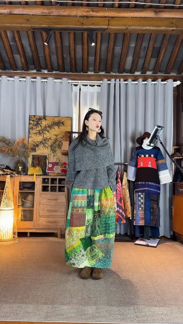 白*姐设计师款彩色丝织拼接花苞裙