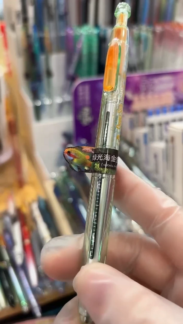 石头DS-0144A1按动中性笔0.5(黑色)速干绿橙杆--1支