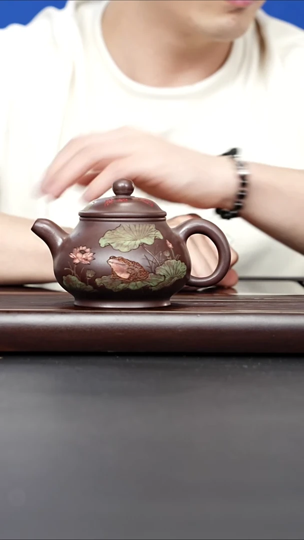 紫砂壶 荷趣潘壶 老紫泥 梅付春 664