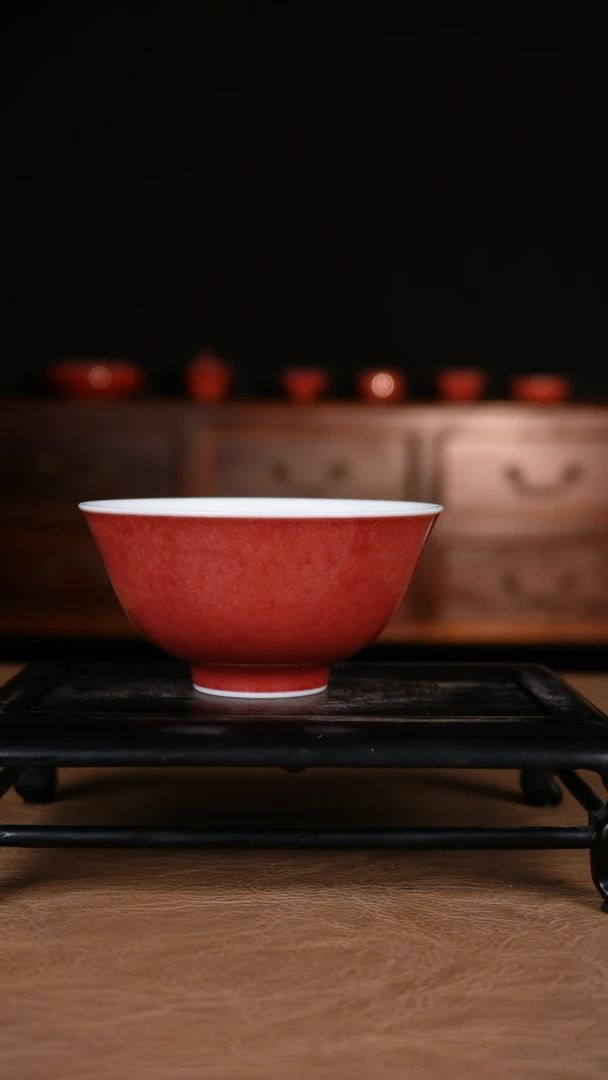 杯子豇豆红 景德镇纯手工陶瓷