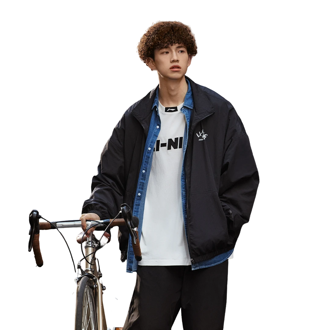 李宁荷叶防护运动时尚系列男女同款防晒防泼水宽松运动风衣701-5