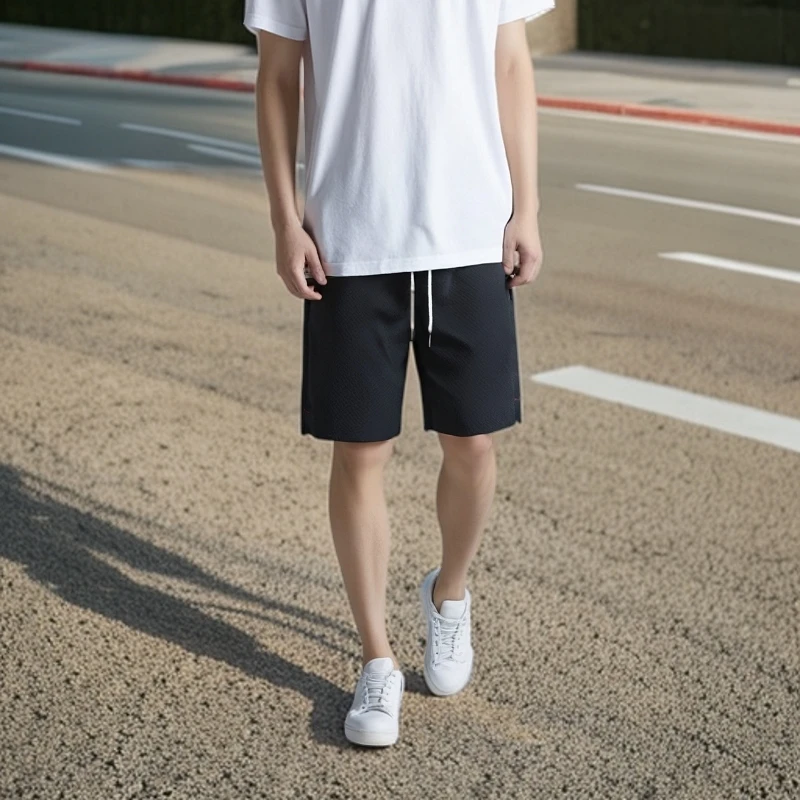 夏季新款泡泡格跑量短裤休闲五分裤男青年短裤速干衣服百搭时尚