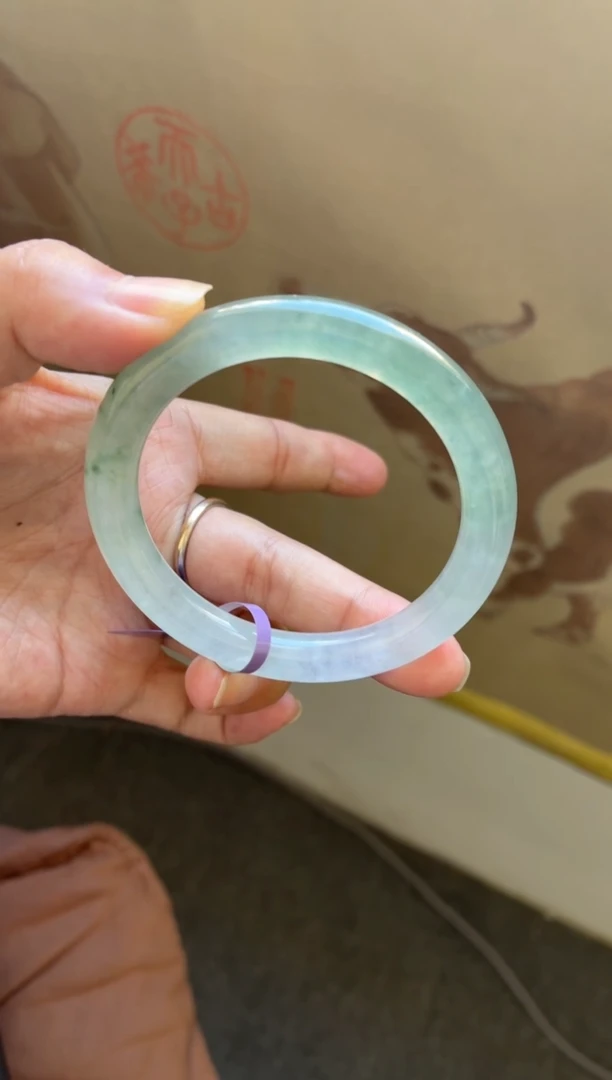 未镶嵌手镯翡翠（高货）高冰冰透胶圆条29号