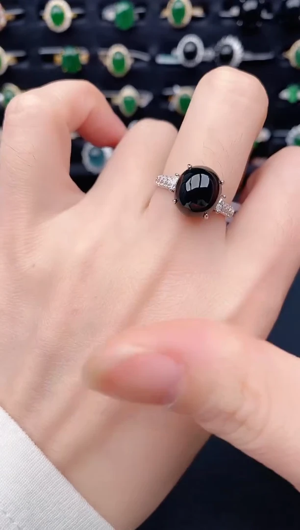 银S925镶嵌戒指翡翠天然a货翡翠199