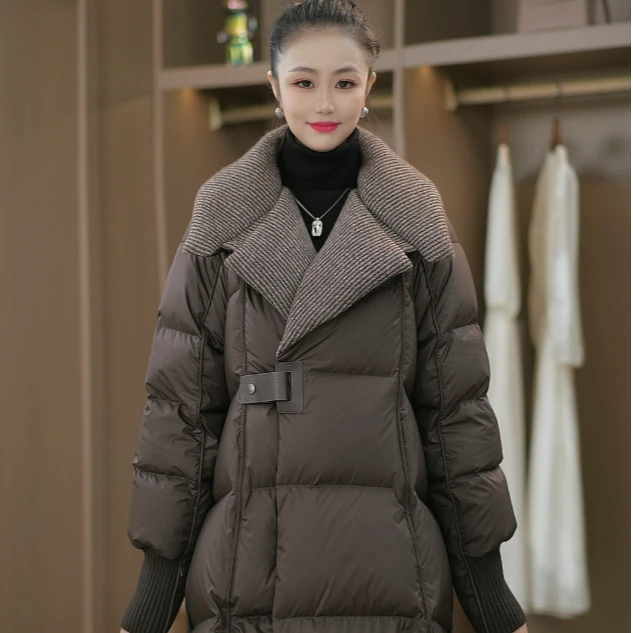 冬季高贵洋气优雅百搭大方减龄显瘦保暖白鸭绒羽绒服M-2XL