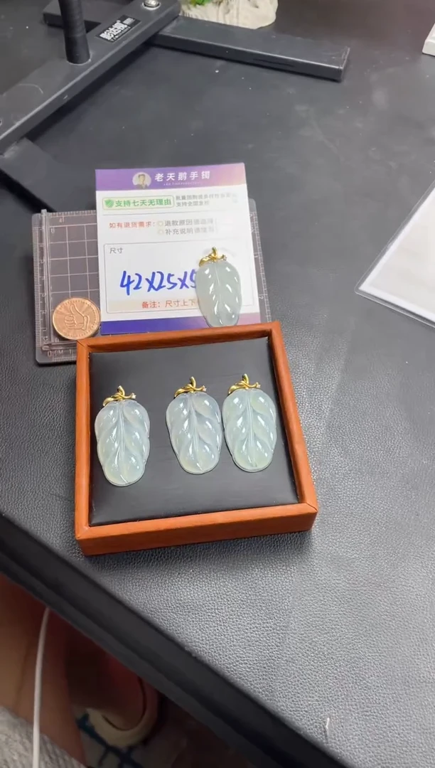 18K金镶嵌挂件翡翠叶子FL16配绳/多样性发其一CP