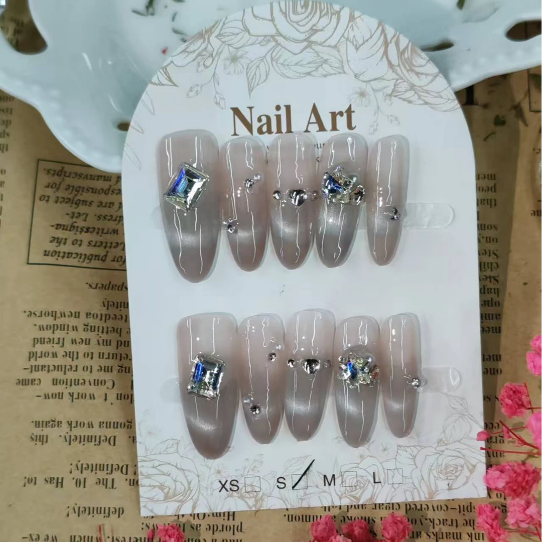 【全疆包邮069】高级纯欲纯手工穿戴甲ins风穿戴式可爱清新冰透