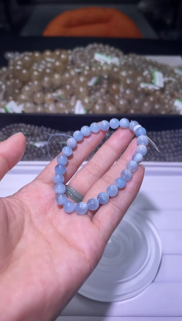 1海蓝宝石（处理）J012-7mm海蓝宝单圈-多样性发其一