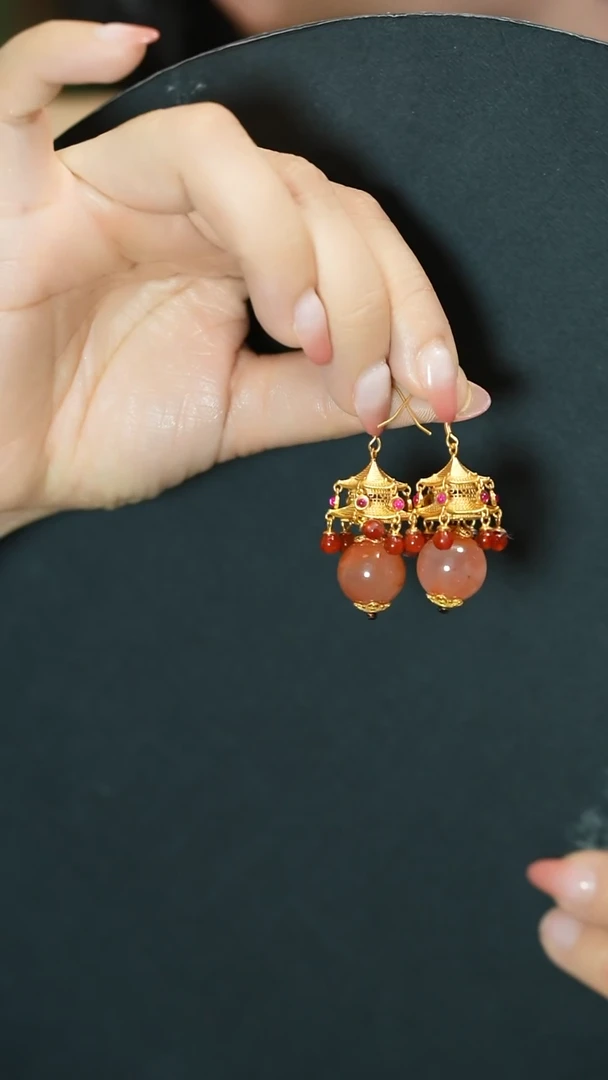 【闪购商品】南红玛瑙耳饰银S925镶嵌支持48小时鉴赏