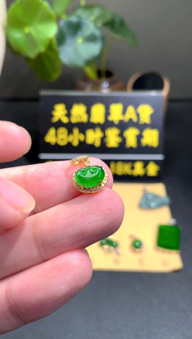 颈饰18K金镶嵌翡翠翡翠A货