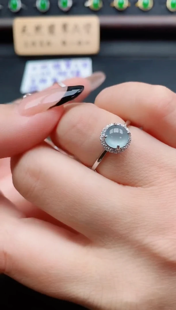 银S925镶嵌戒指翡翠1