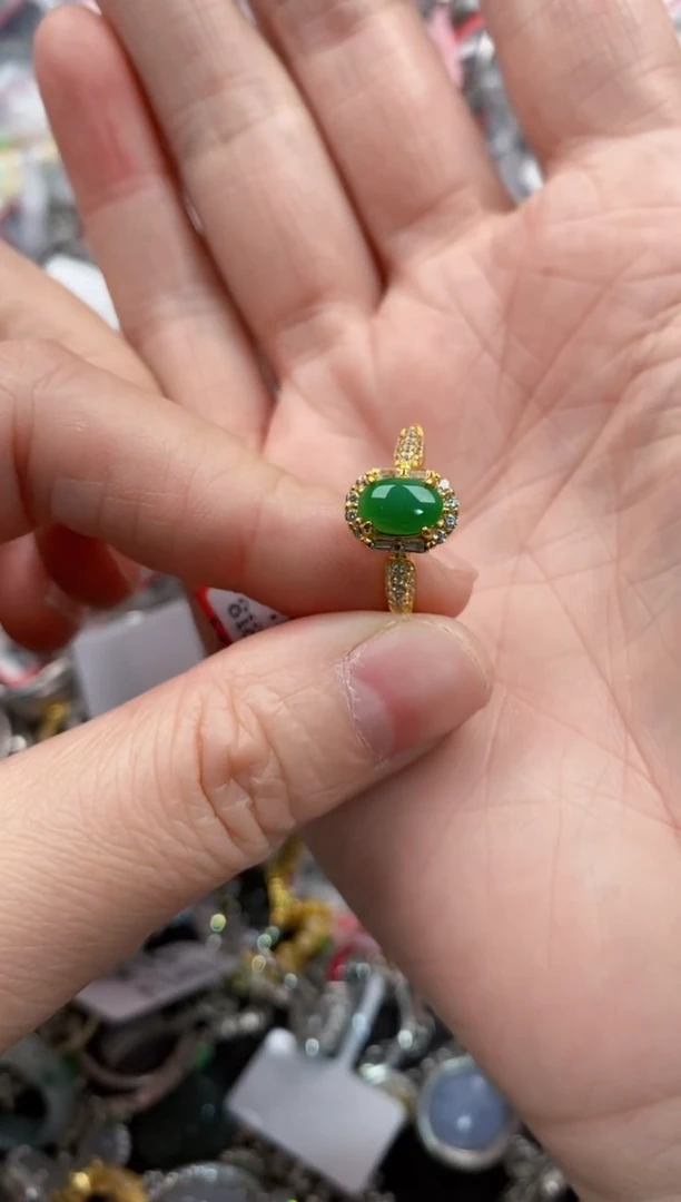 银S925镶嵌戒指翡翠333-----6