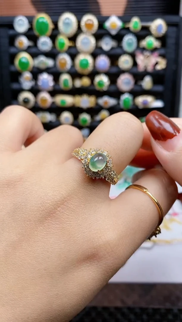 银S925镶嵌戒指翡翠256