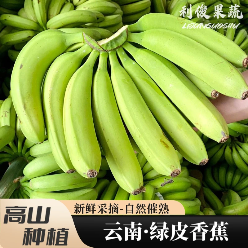 云南高山绿皮甜香蕉自然熟青皮威廉斯山野芭焦新鲜水果整箱