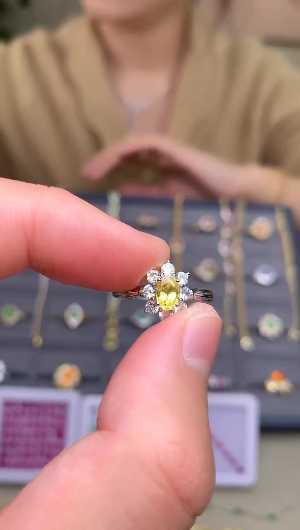 戒指蓝宝石银S925镶嵌戒指