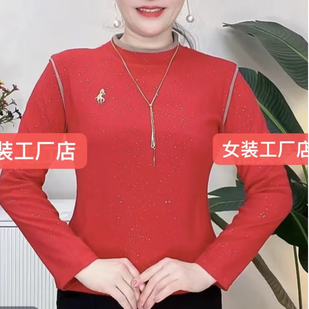 秋冬新款满天星上衣中老年妈妈装长袖洋气百搭显瘦保暖妈妈装 011