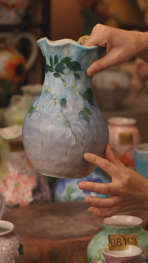 陶瓷377景德镇设计师手作花器摆件侘寂风