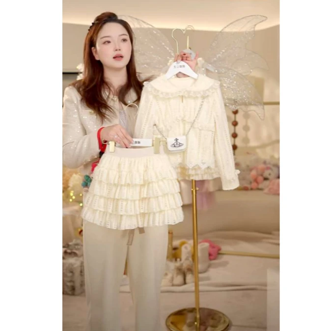 媛媛公主媛【蕾丝公主】2025冬季女童保暖甜美外套打底衫14453Q497