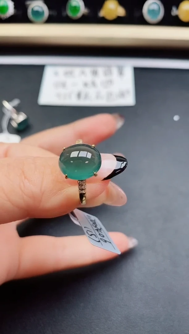 翡翠戒指银S925镶嵌508050