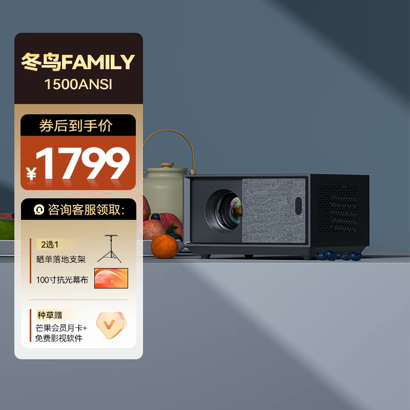 冬鸟Family投影仪家用智能高清1080P电视直播手机投屏5G大屏影院